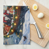 Boston Terrier Christmas Boat Holiday Geschirrtuch (Viertel Falte)