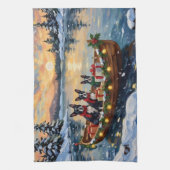 Boston Terrier Christmas Boat Holiday Geschirrtuch (Vertikal)