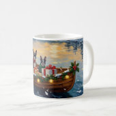 Boston Terrier Christmas Boat Holiday Kaffeetasse (VorderseiteRechts)