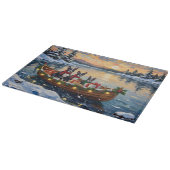 Boston Terrier Christmas Boat Holiday Schneidebrett (Ecke)