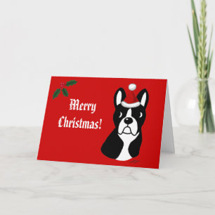 Boston Terrier Christmas Cartoon Feiertagskarte