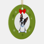 Boston Terrier Christmas Classic Keramikornament (Rechts)