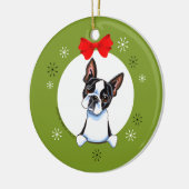 Boston Terrier Christmas Classic Keramikornament (Links)