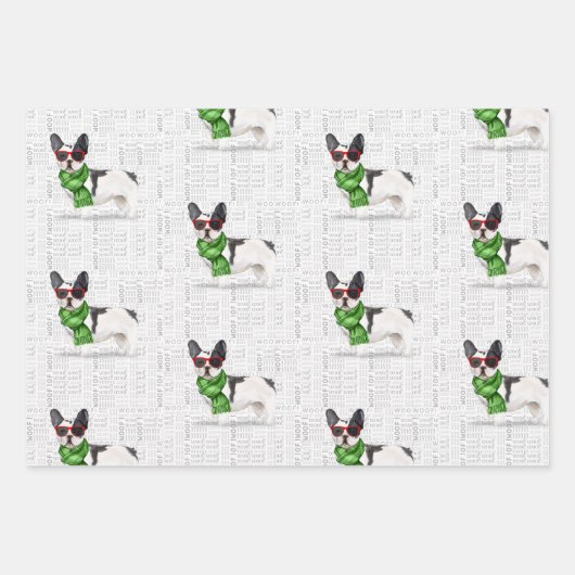 Boston Terrier Christmas Dog und Kariert Geschenkpapier Set (Vorderseite 2)