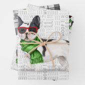 Boston Terrier Christmas Dog und Kariert Geschenkpapier Set (Beispiel)
