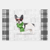 Boston Terrier Christmas Dog und Kariert Geschenkpapier Set (Vorderseite)