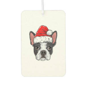 Boston Terrier Christmas Dog Weihnachtsmannmütze X Autolufterfrischer