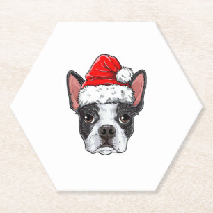 Boston Terrier Christmas Dog Weihnachtsmannmütze X Untersetzer