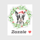 Boston Terrier Christmas Dog Welppy Vinyl Aufkleber (Blatt)