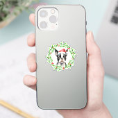 Boston Terrier Christmas Dog Welppy Vinyl Aufkleber (Telefon)