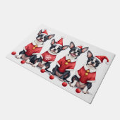 Boston Terrier Christmas Dress Santa Hat Fußmatte (Schrägansicht)