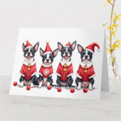 Boston Terrier Christmas Dress Santa Hat Karte (Gelbe Blume)