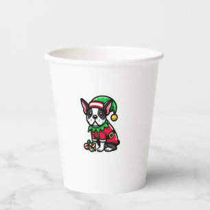 Boston Terrier Christmas Elf Funny Dog Xmas Pappbecher