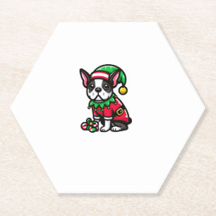 Boston Terrier Christmas Elf Funny Dog Xmas Untersetzer