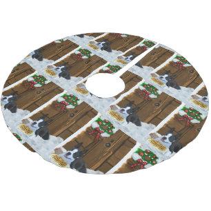 Boston Terrier Christmas Geschenke Polyester Weihnachtsbaumdecke