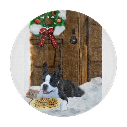 Boston Terrier Christmas Geschenke Schneidebrett (Vorderseite)