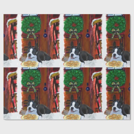 Boston Terrier Christmas Geschenkpapier (Flach)