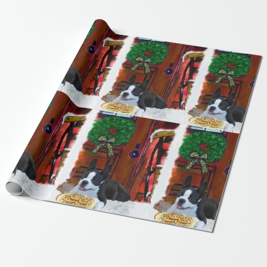 Boston Terrier Christmas Geschenkpapier (Ungerollt)