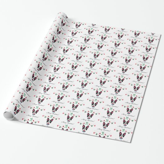 Boston Terrier Christmas Geschenkpapier (Ungerollt)
