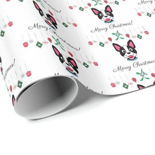 Boston Terrier Christmas Geschenkpapier (Rolleneckpunkt)