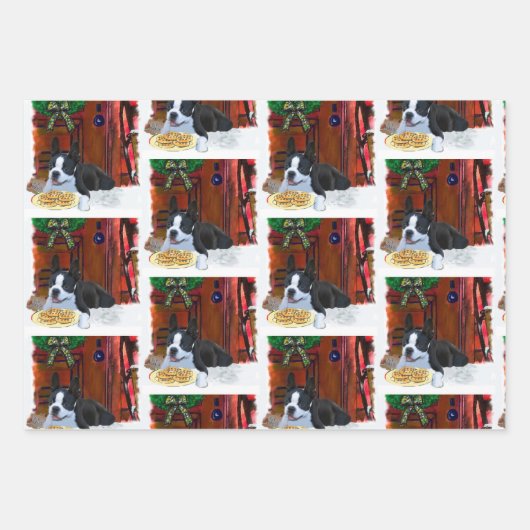Boston Terrier Christmas Geschenkpapier Set (Vorderseite 2)