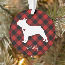 Boston Terrier Christmas Kariert Dog Name Foto Ornament
