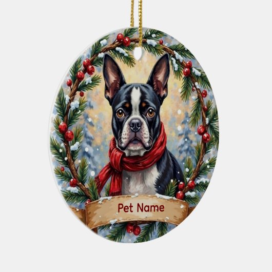 Boston Terrier Christmas Keramik Ornament (Rechts)
