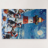 Boston Terrier Christmas Lighthouse Holiday Puzzle (Horizontal)