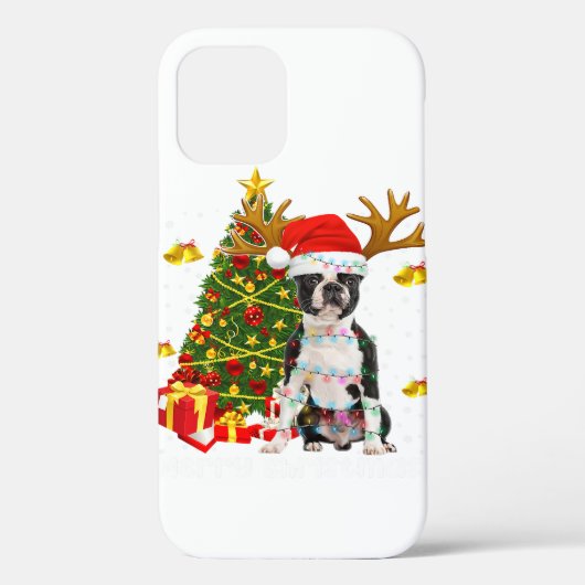 Boston Terrier Christmas Lights Tree Santa Xmas Pa Case-Mate iPhone Hülle (Rückseite)