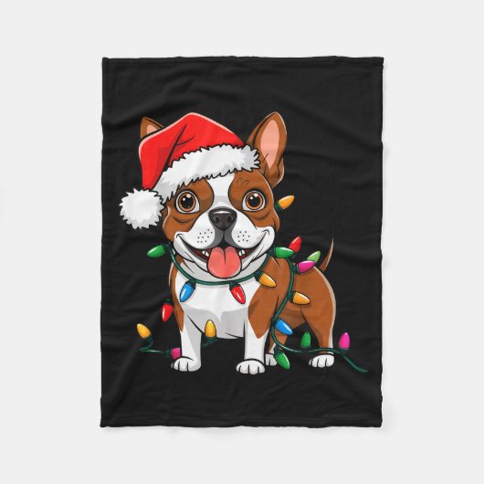 Boston Terrier Christmas Lights Xmas Dogs Men Wome Fleecedecke (Vorderseite)