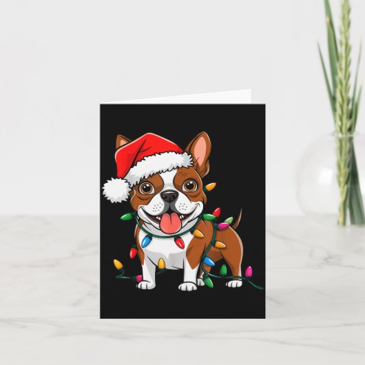 Boston Terrier Christmas Lights Xmas Dogs Men Wome Karte (Vorderseite)