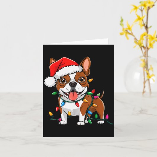 Boston Terrier Christmas Lights Xmas Dogs Men Wome Karte (Gelbe Blume)