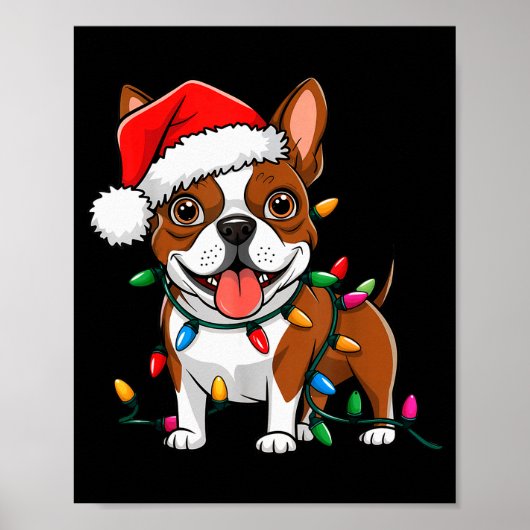 Boston Terrier Christmas Lights Xmas Dogs Men Wome Poster (Vorne)