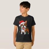 Boston Terrier Christmas Lights Xmas Dogs Men Wome T-Shirt (Vorne ganz)