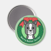Boston Terrier Christmas Magnet (Vorderseite/Rückseite)