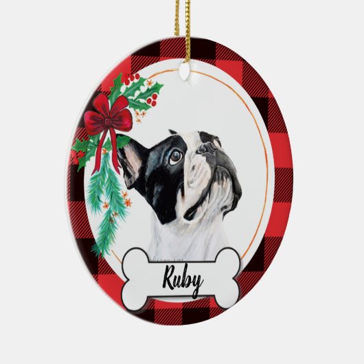 Boston Terrier Christmas Ornament (Rechts)