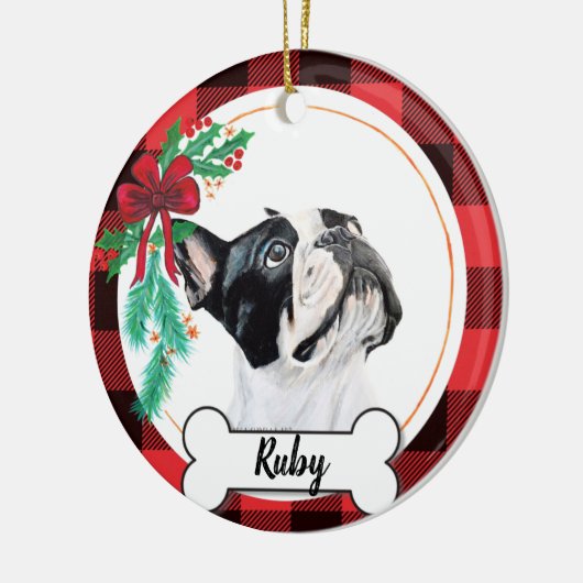 Boston Terrier Christmas Ornament (Links)