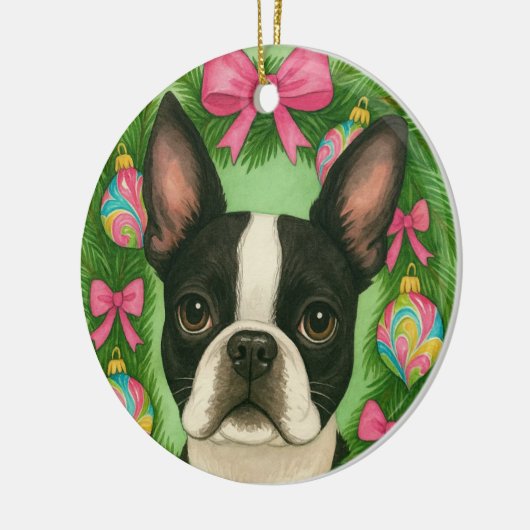 Boston Terrier Christmas Ornament (Links)