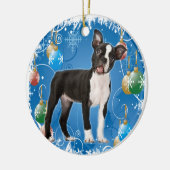 BOSTON TERRIER CHRISTMAS ORNANATION KERAMIKORNAMENT (Links)