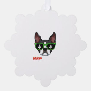 Boston Terrier Christmas Pajama Dog Sonnenbrille X Ornament Karte