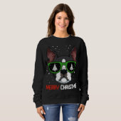 Boston Terrier Christmas Pajama Dog Sonnenbrille X Sweatshirt (Vorne ganz)