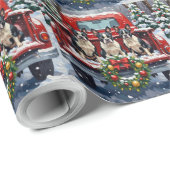 Boston Terrier Christmas Red Truck Holiday Geschenkpapier (Rolleneckpunkt)