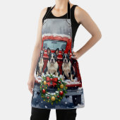 Boston Terrier Christmas Red Truck Holiday Schürze (InSitu)