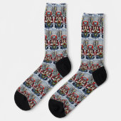 Boston Terrier Christmas Red Truck Holiday Socken (Linkes Detail)