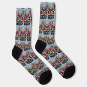Boston Terrier Christmas Red Truck Holiday Socken (Rechts)