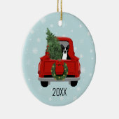 Boston Terrier Christmas Red Truck Keramik Ornament (Rechts)