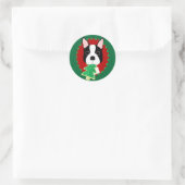 Boston Terrier Christmas Runder Aufkleber (Tasche)