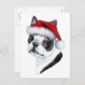 Boston Terrier Christmas Santa Feiertagspostkarte (Vorne/Hinten)