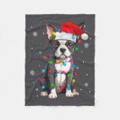 Boston Terrier Christmas Santa Hat  Fleecedecke (Vorderseite)