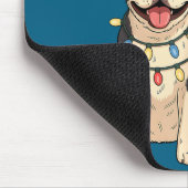 Boston Terrier Christmas Santa Hat Reindeer Lights Mousepad (Ecke)